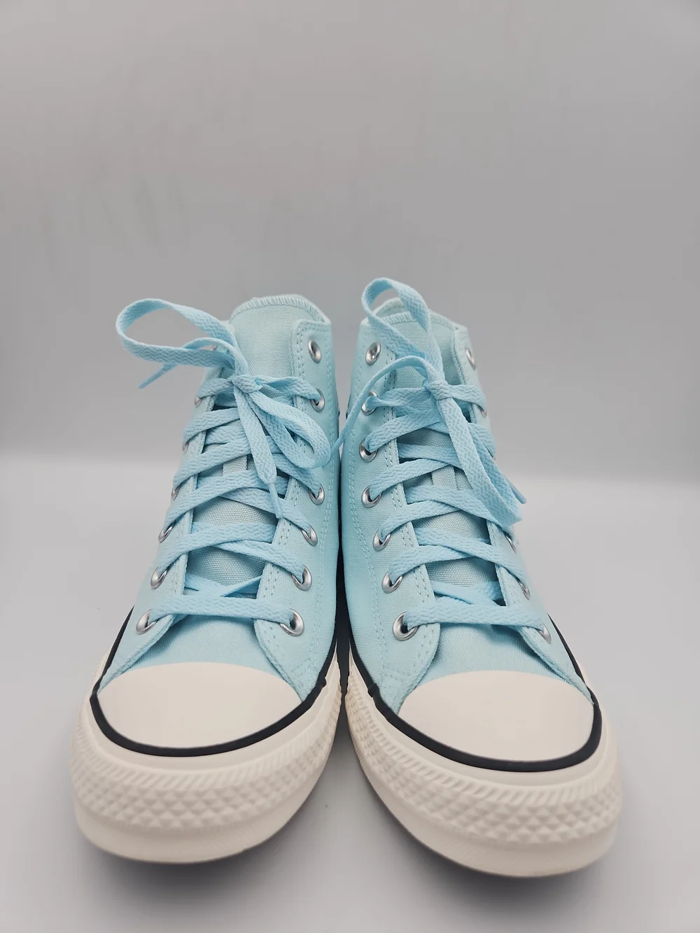 Converse Women's High-Top Sneakers in Light Blue with Floral Embroidery